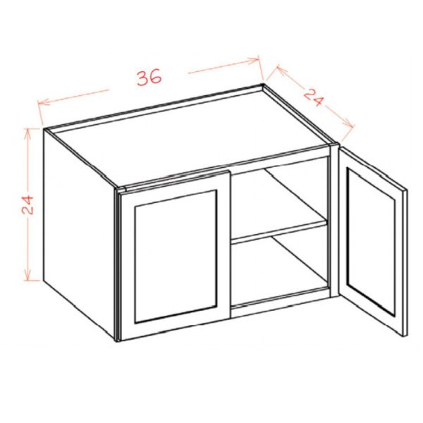W362424 Shaker White Double Door Refrigerator Wall Cabinets 36" x 24" x 24" Size Kitchen Cabinets