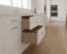 Standard kitchen base cabinet sizes showing height, depth and toe-kick measurements