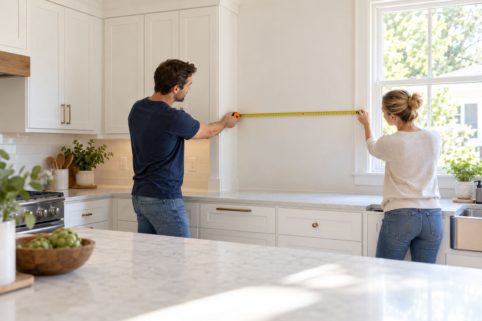 Learn how to measure your kitchen for cabinets. Record walls, windows, doors, appliances, and plumbing with this checklist from DIY Depot USA.