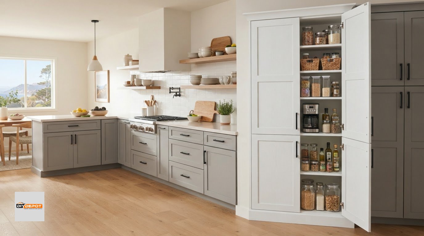 Tall Pantry Shaker Cabinet Styles and Design Details